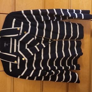 Black and white stripped military detail knit blazer